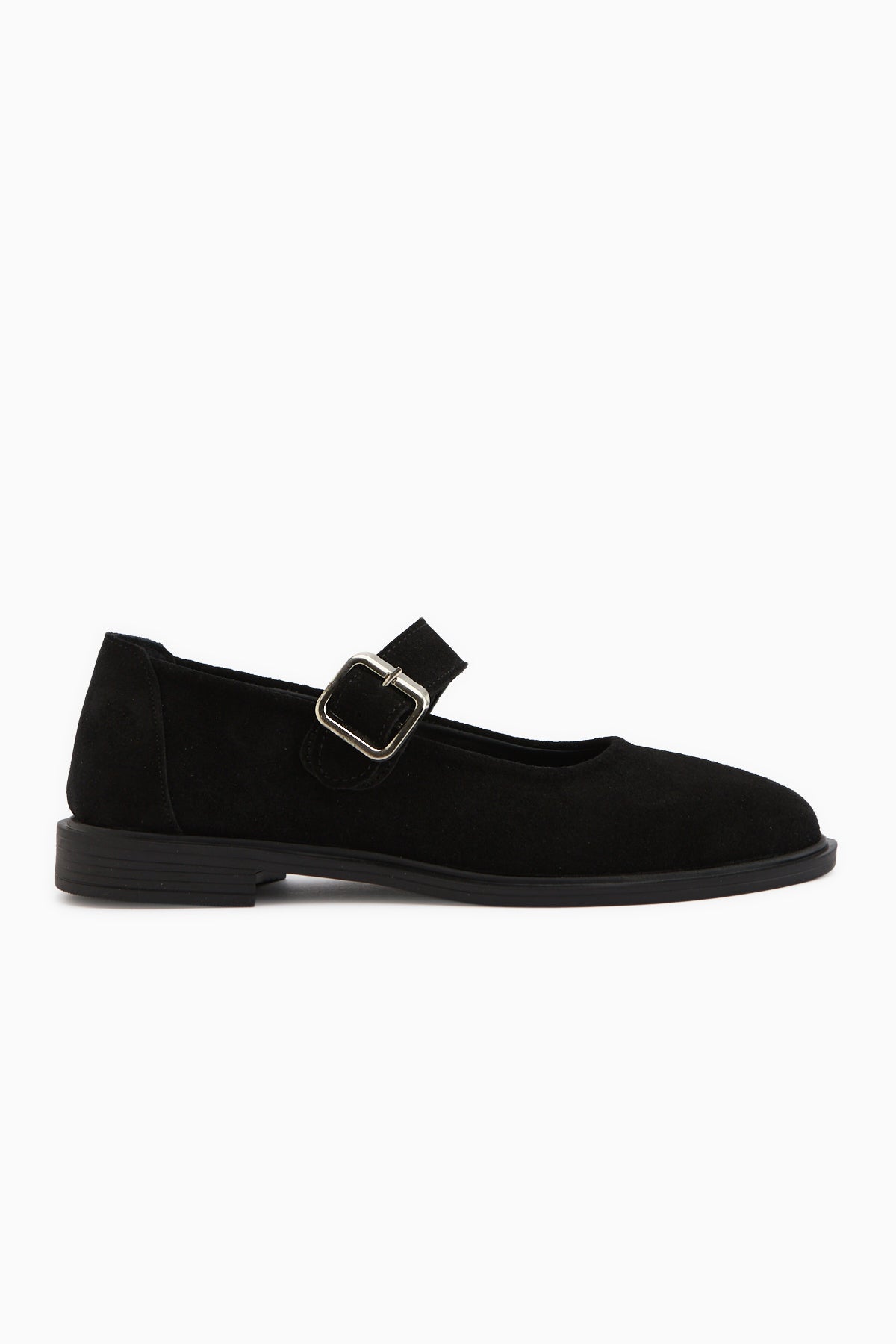 Senta Genuine Leather Black Suede Buckled Women’s Casual Shoes