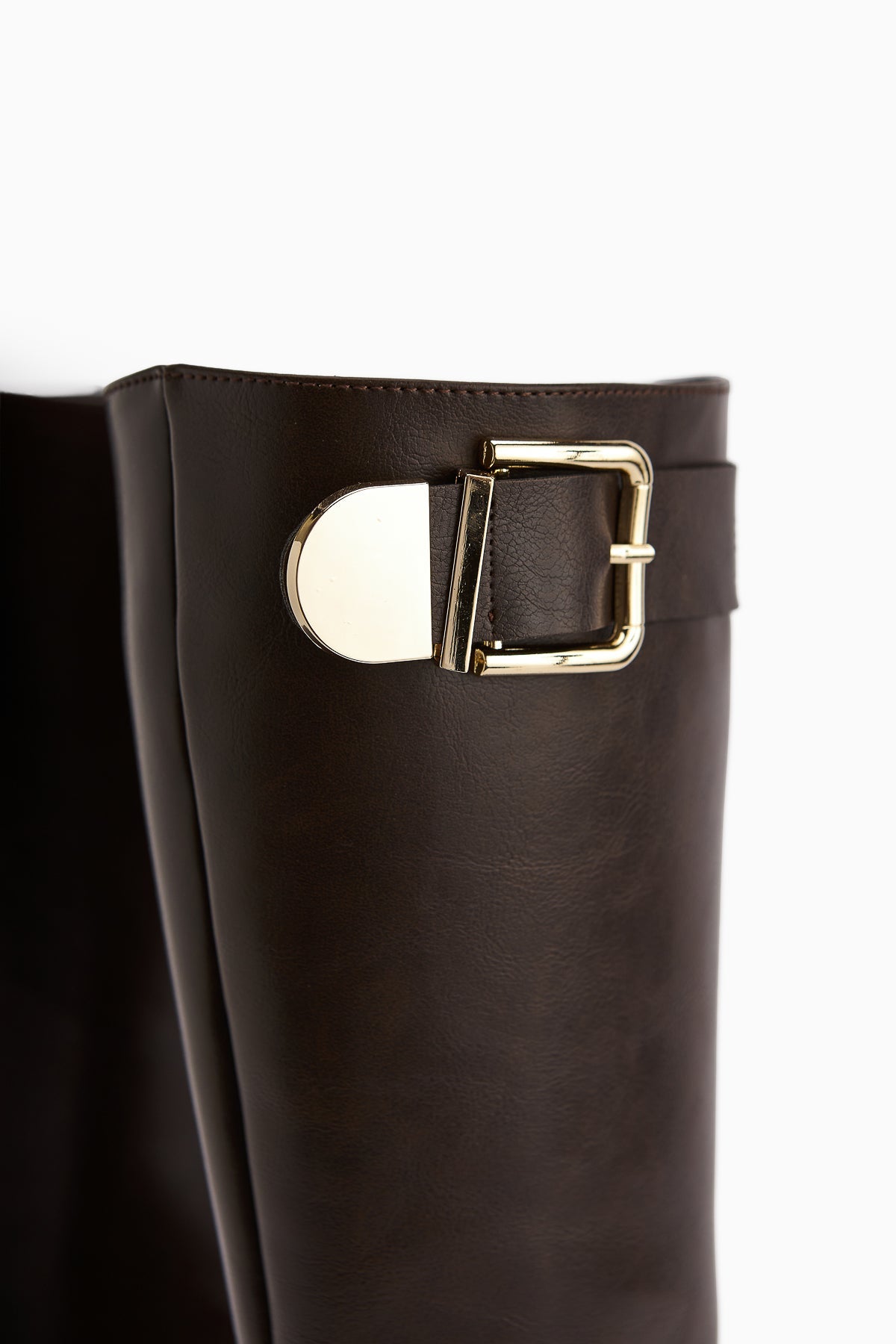 Hely – Brown Buckle-Detail Platform Knee-High Boot (Women)