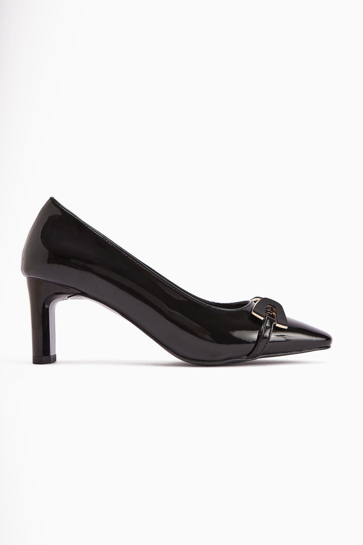 Misha – Black Patent Buckle Heeled Shoe (Women)