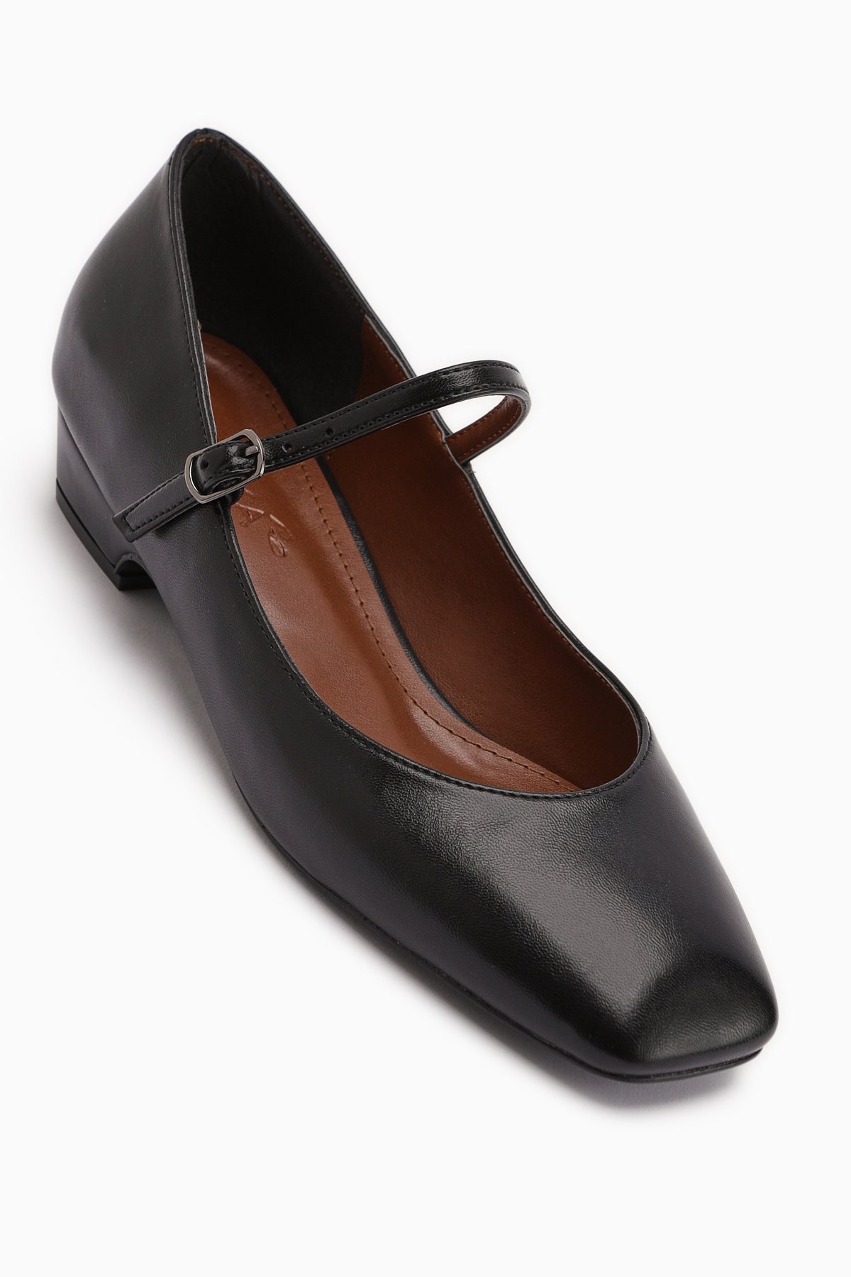 Yuphin Black Short Heeled Belted Women's Heels