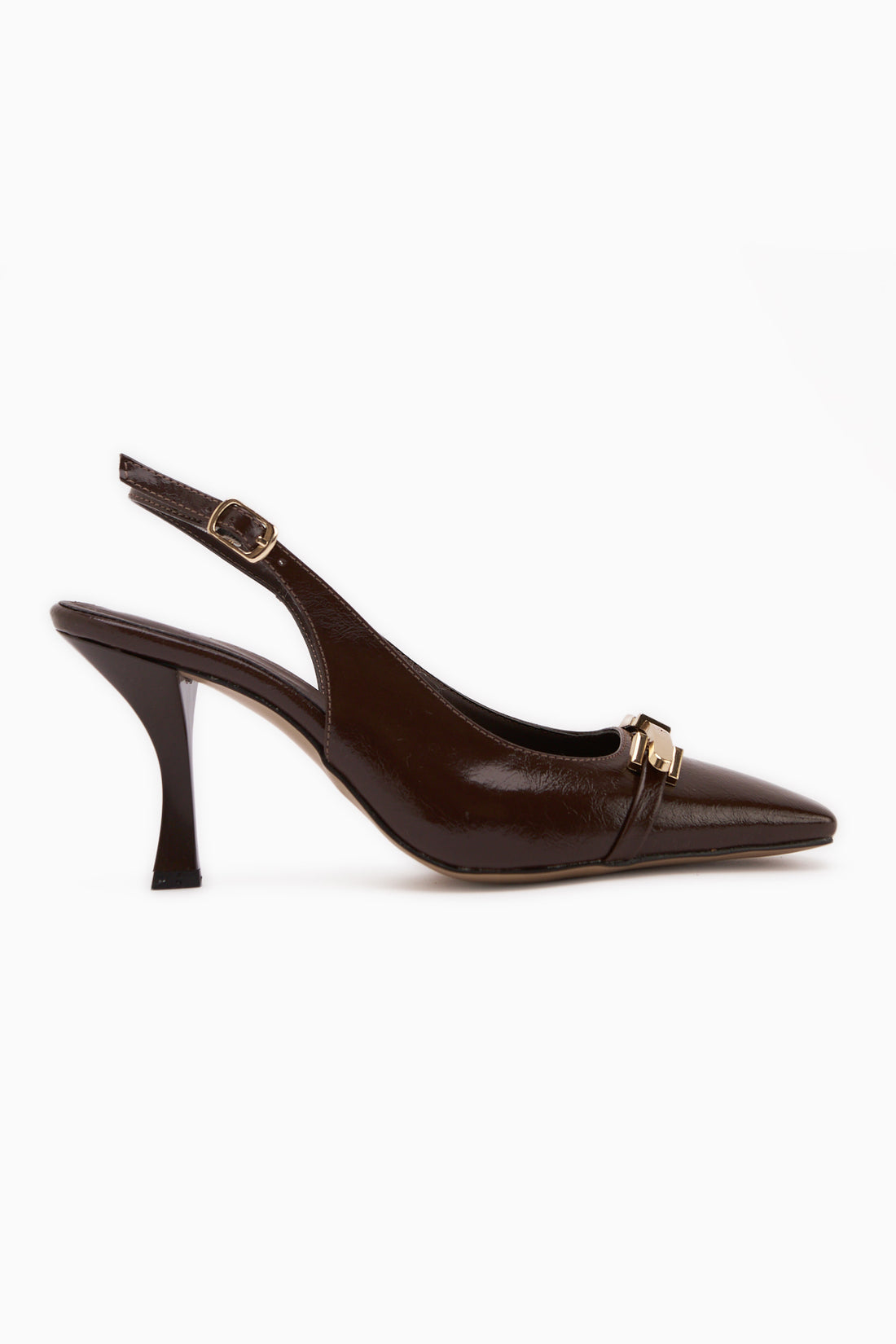 Hanaa Brown Buckled Pointed Toe Women’s Heeled Shoes