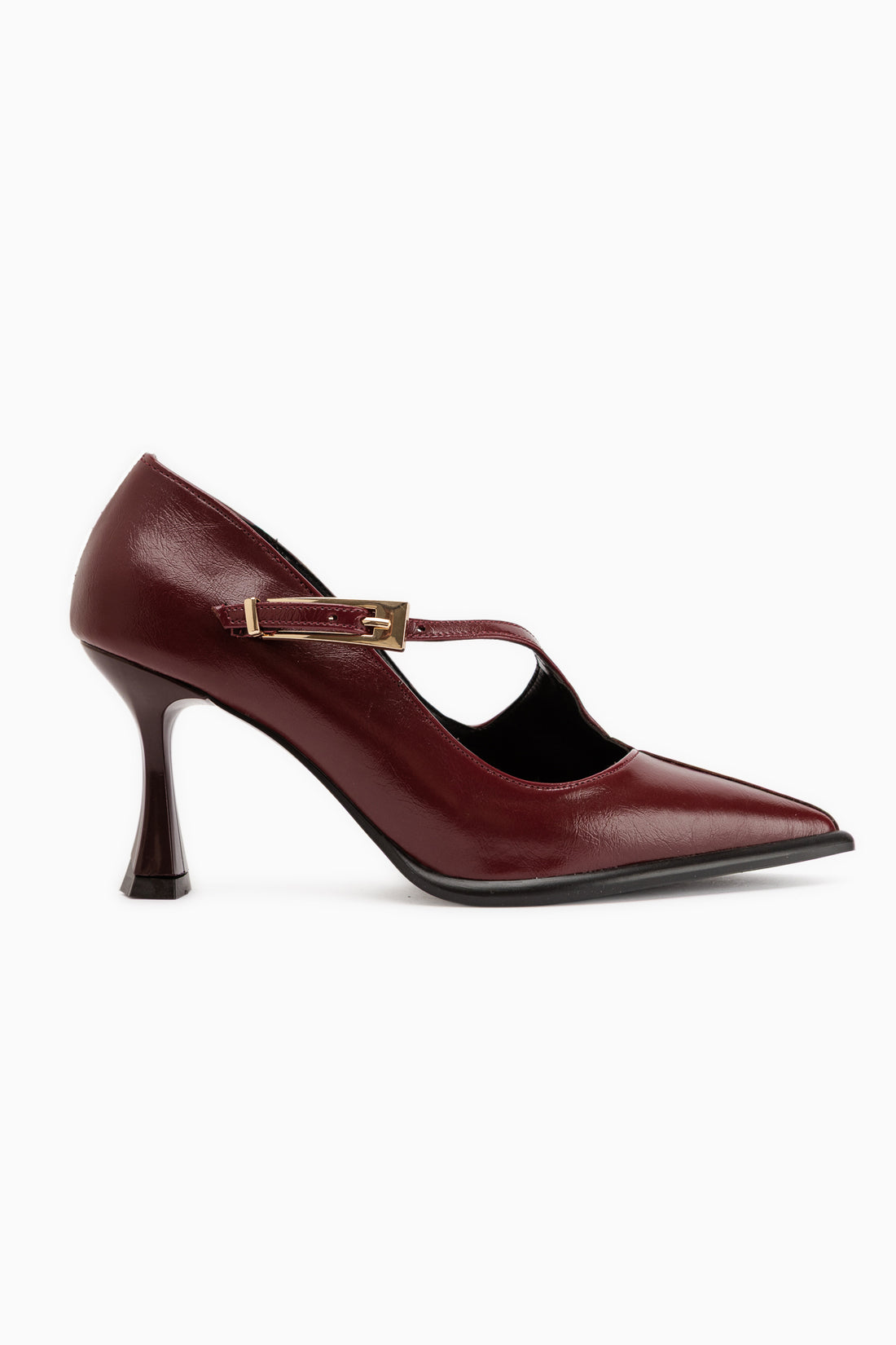 Sonja Burgundy Belted Women’s Heeled Shoes