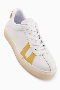 Eddie Genuine Leather White Yellow Sneaker Women's Shoe