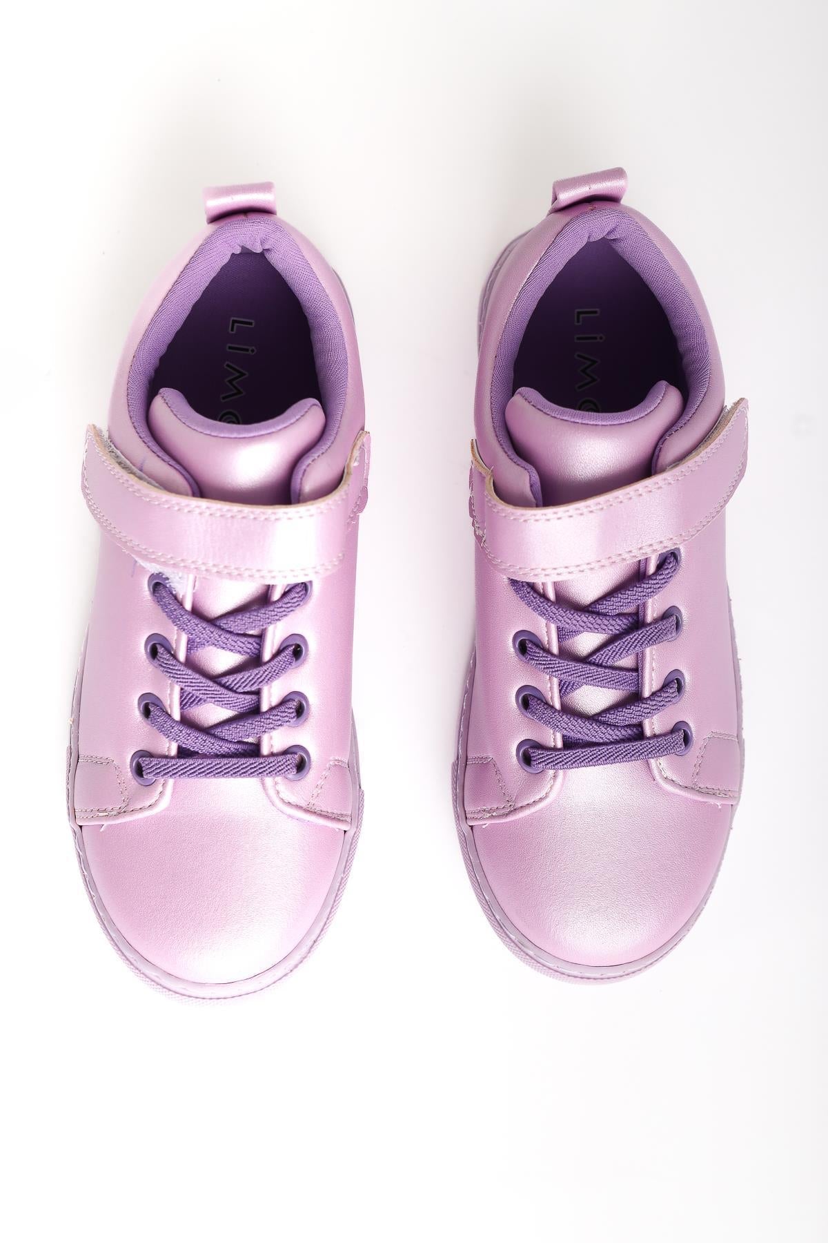 Eve Lilac Lace-Up with Velcro Detail Kids' Athletic Shoes