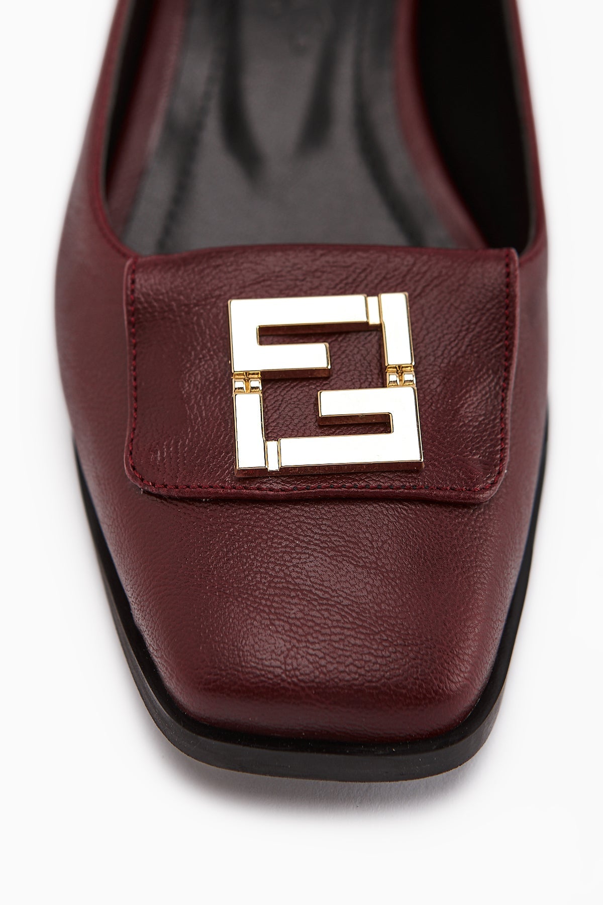 Emmy Burgundy Buckled Low Heel Women's Shoes