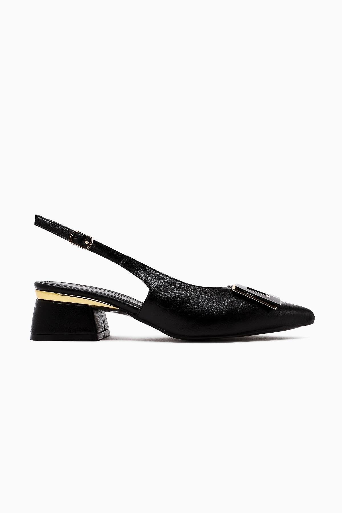 Tiana Black Buckled Heeled Women’s Shoes