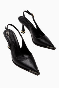 Vita Black Stone Detailed Closed Toe Women’s Heeled Shoes