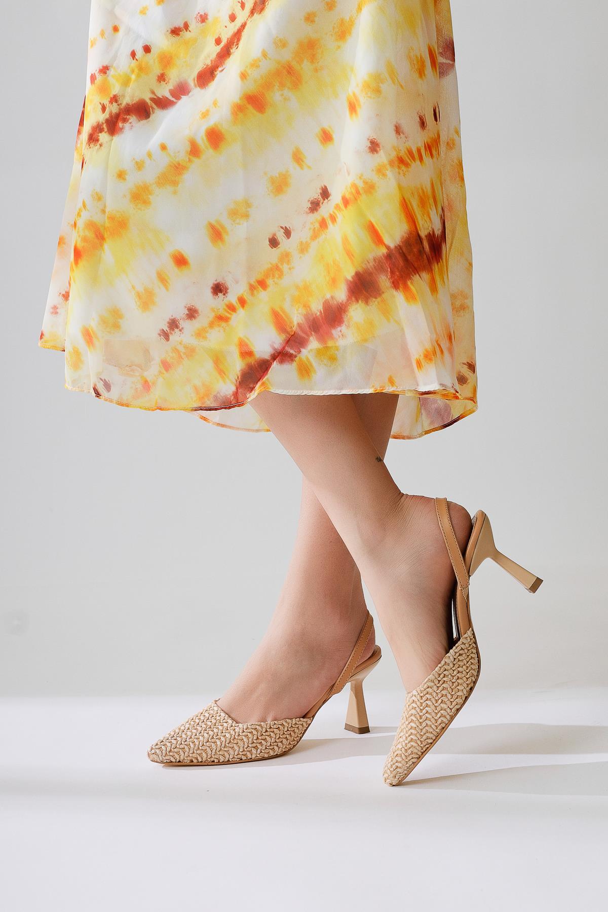 Maddy Nude Woven Detail Pointed-Toe Heeled Sandal