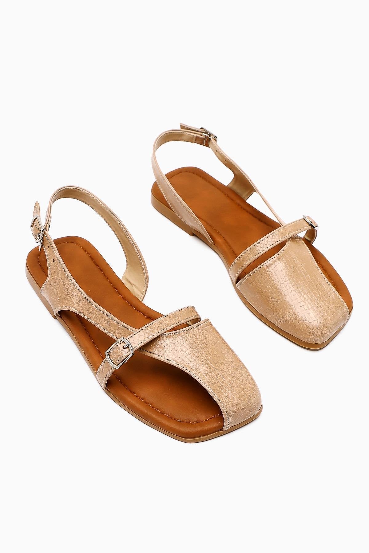 Almina Nude Belt Detail Women's Sandal