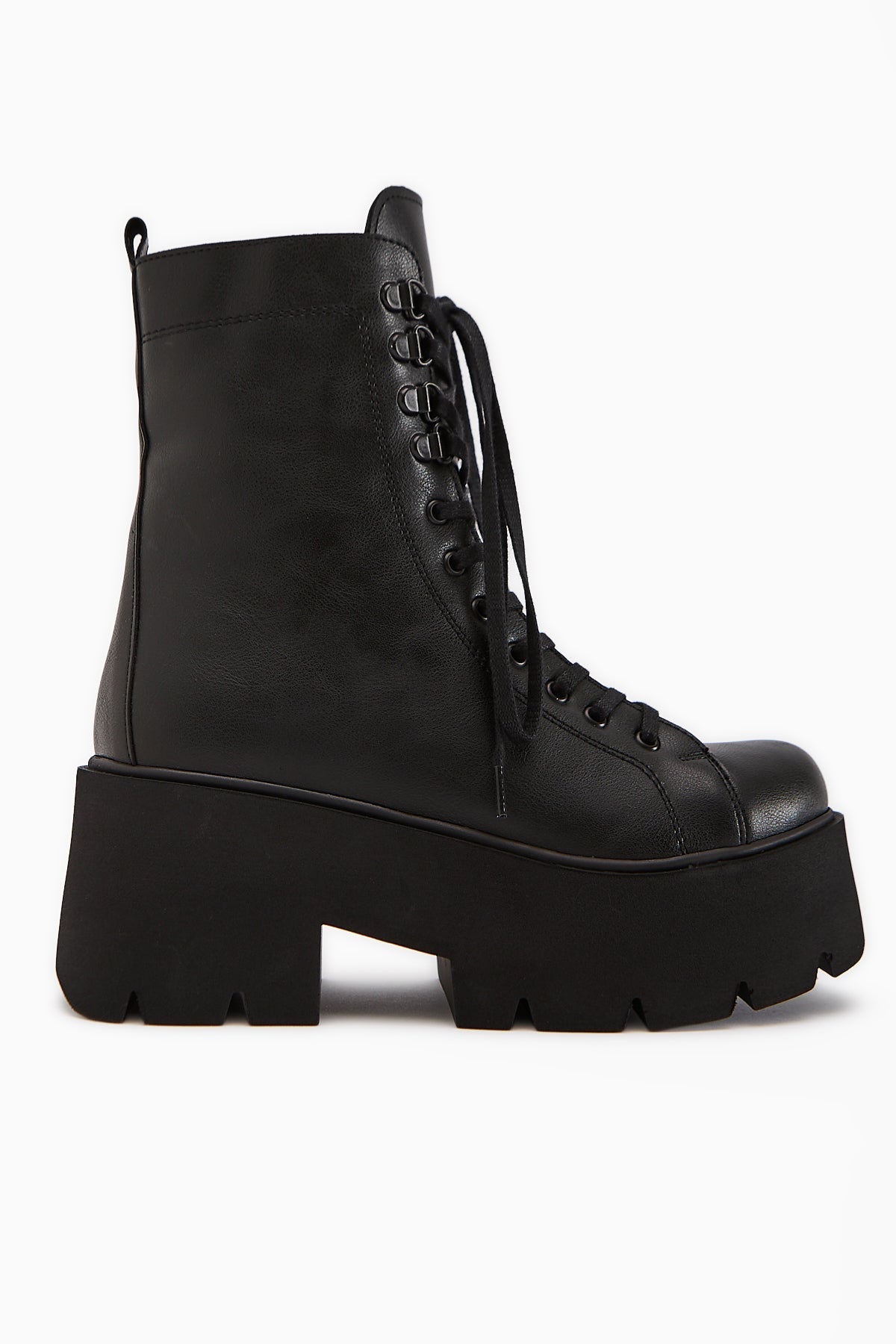 Brit – Black Platform Heeled Combat Boot (Women)