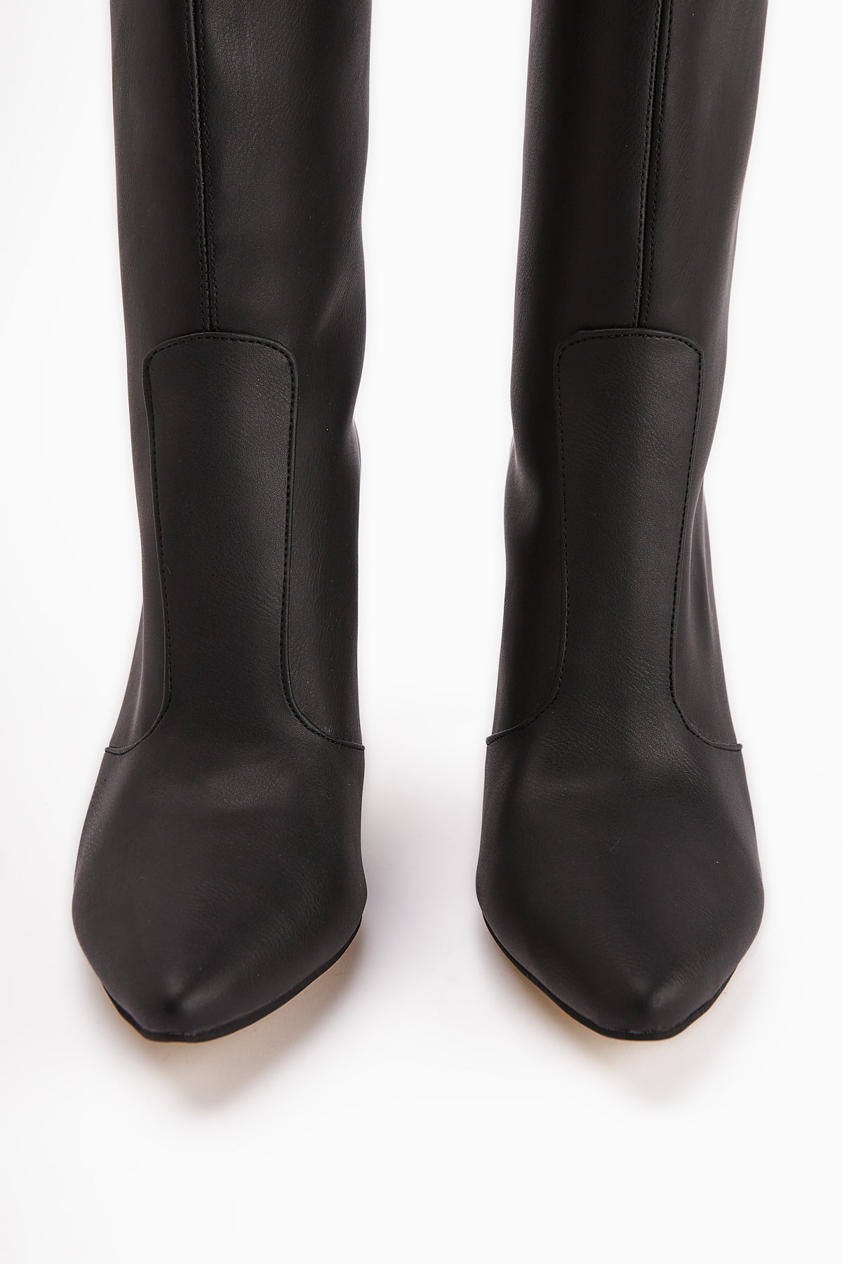Lucine Black Pointed Toe Slim Heeled Boots
