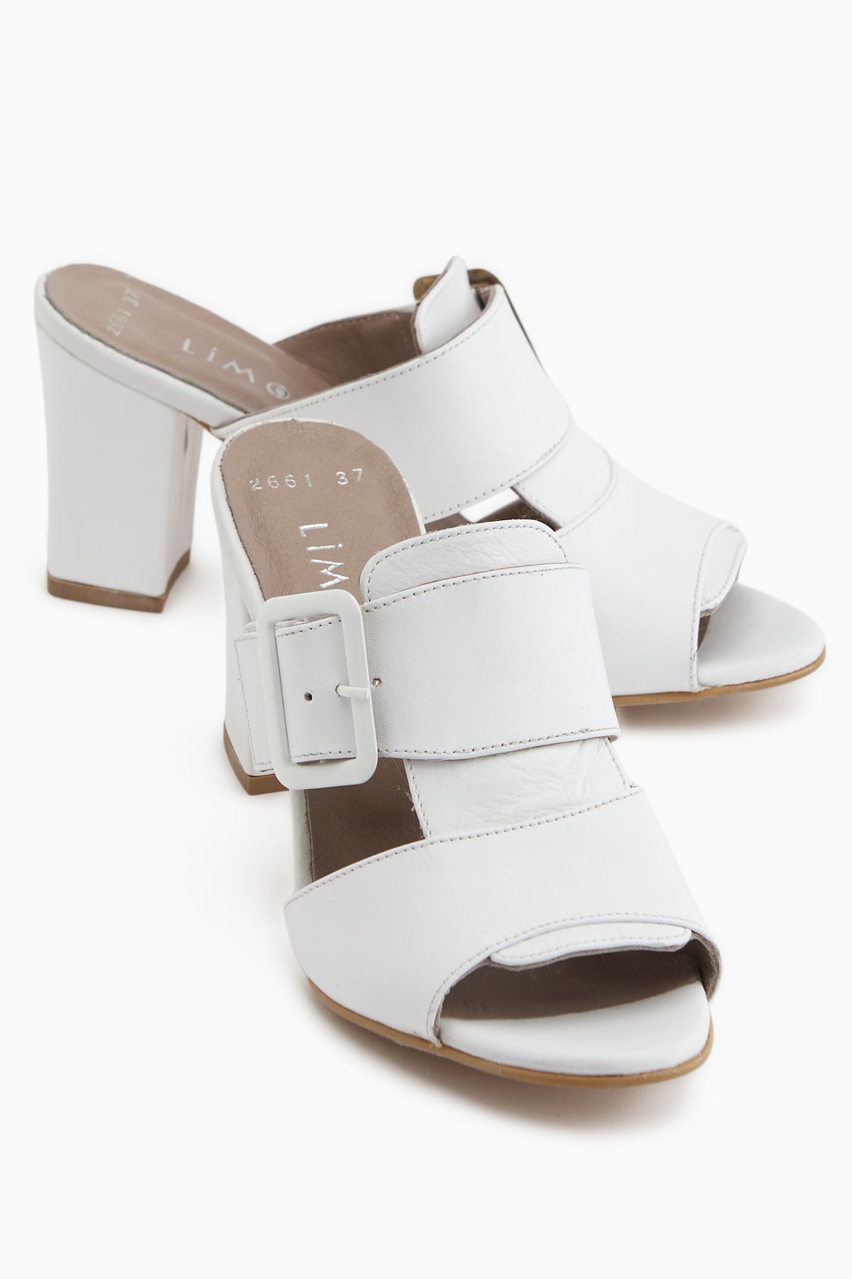 Ansa Genuine Leather White Heeled Women’s Slippers