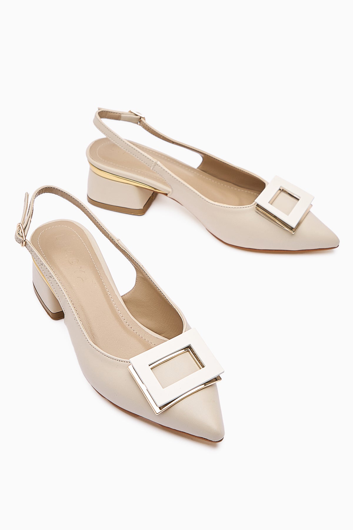 Tiana Beige Buckled Heeled Women’s Shoes