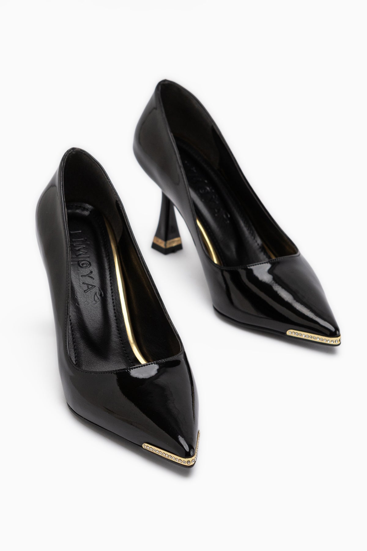 Sydney Black Patent Stone Detailed Women’s Heeled Shoes