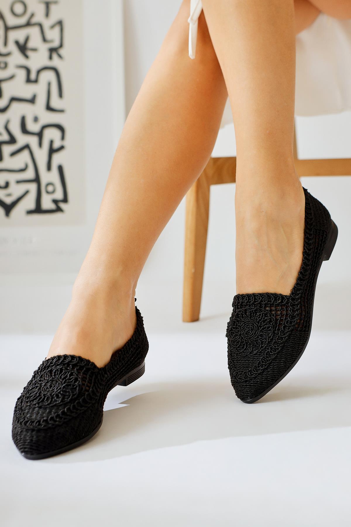 Joka Black Knitted Ballet Flats