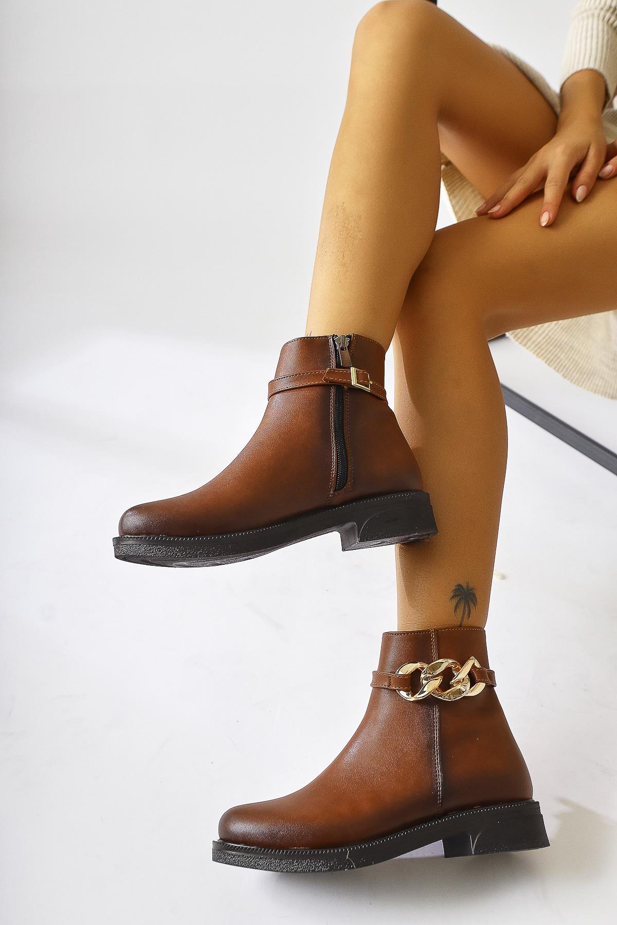 Sydra – Cognac Oval-Toe Removable-Accessory Boot (Women)