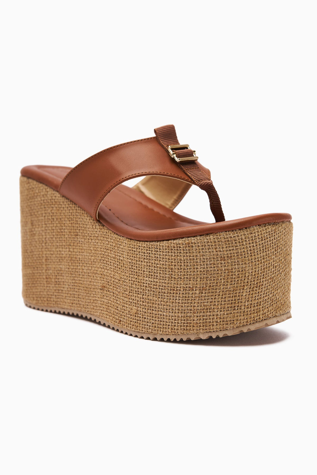 Tania Women's Tan Toe-Post Wedge Sandals with Raffia Sole