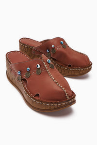 Genuine Leather Annika Lilac Antique Detailed Women’s Slippers
