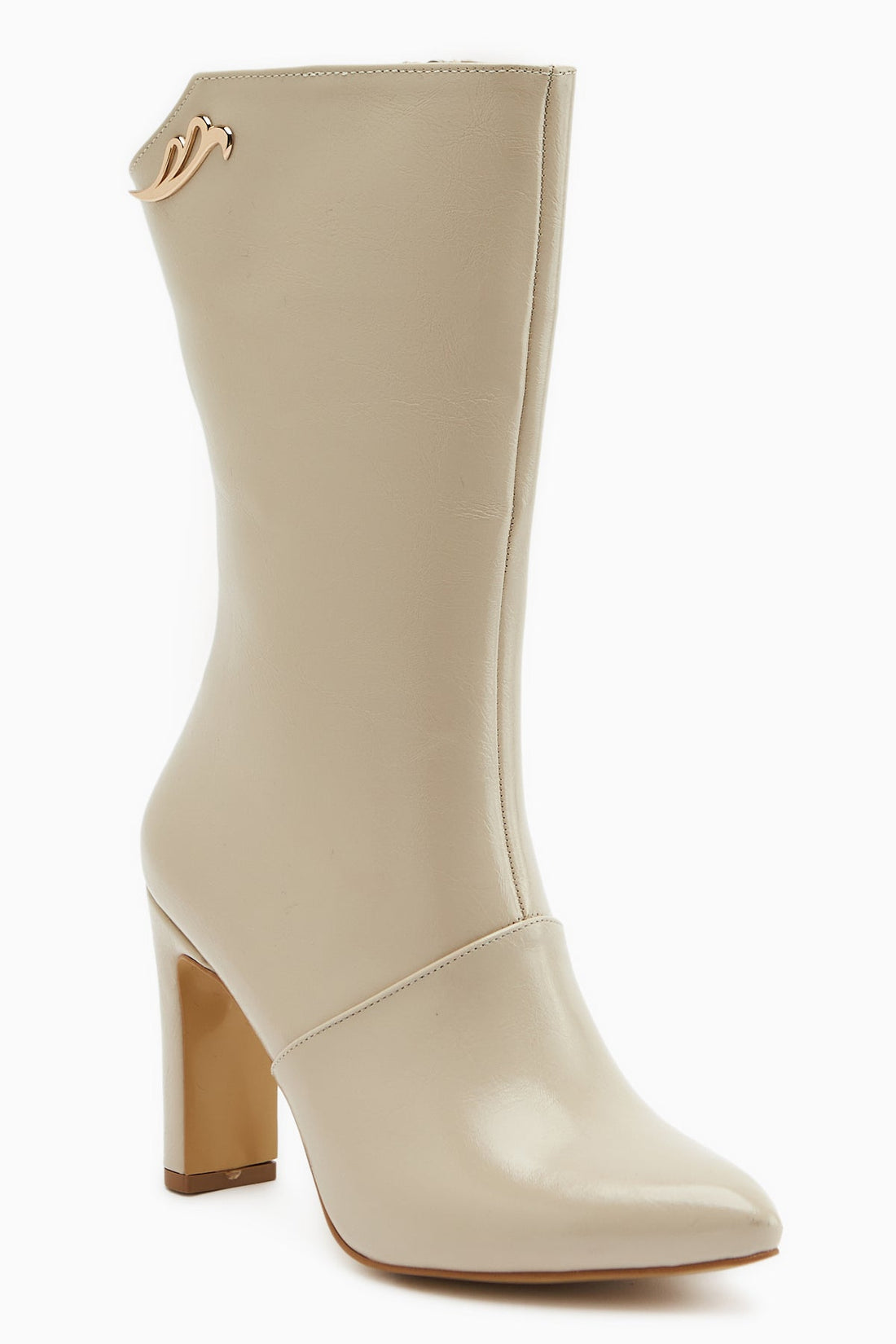 Aria – Beige Heeled Knee-High Boot (Women)