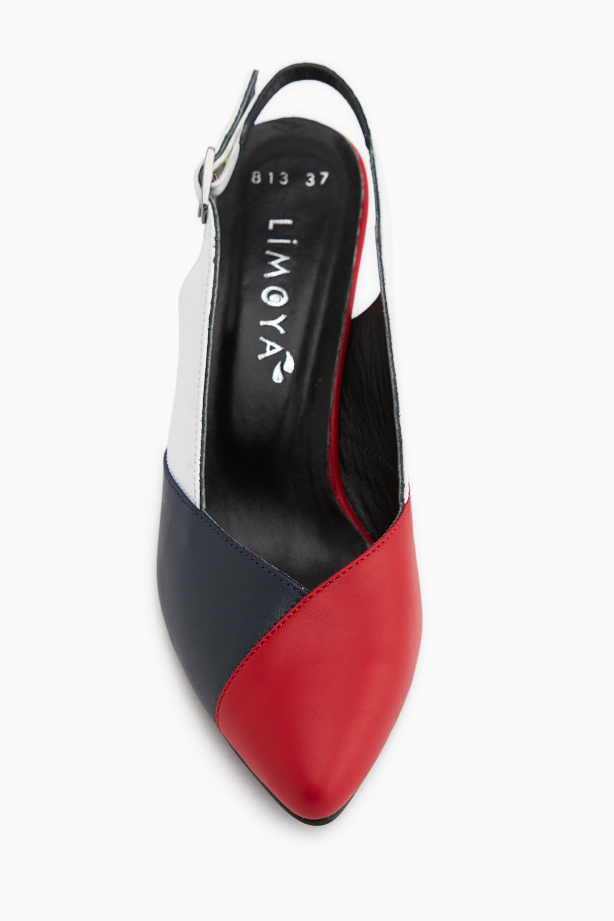 Brenda Genuine Leather Red Navy Women’s Heeled Sandal