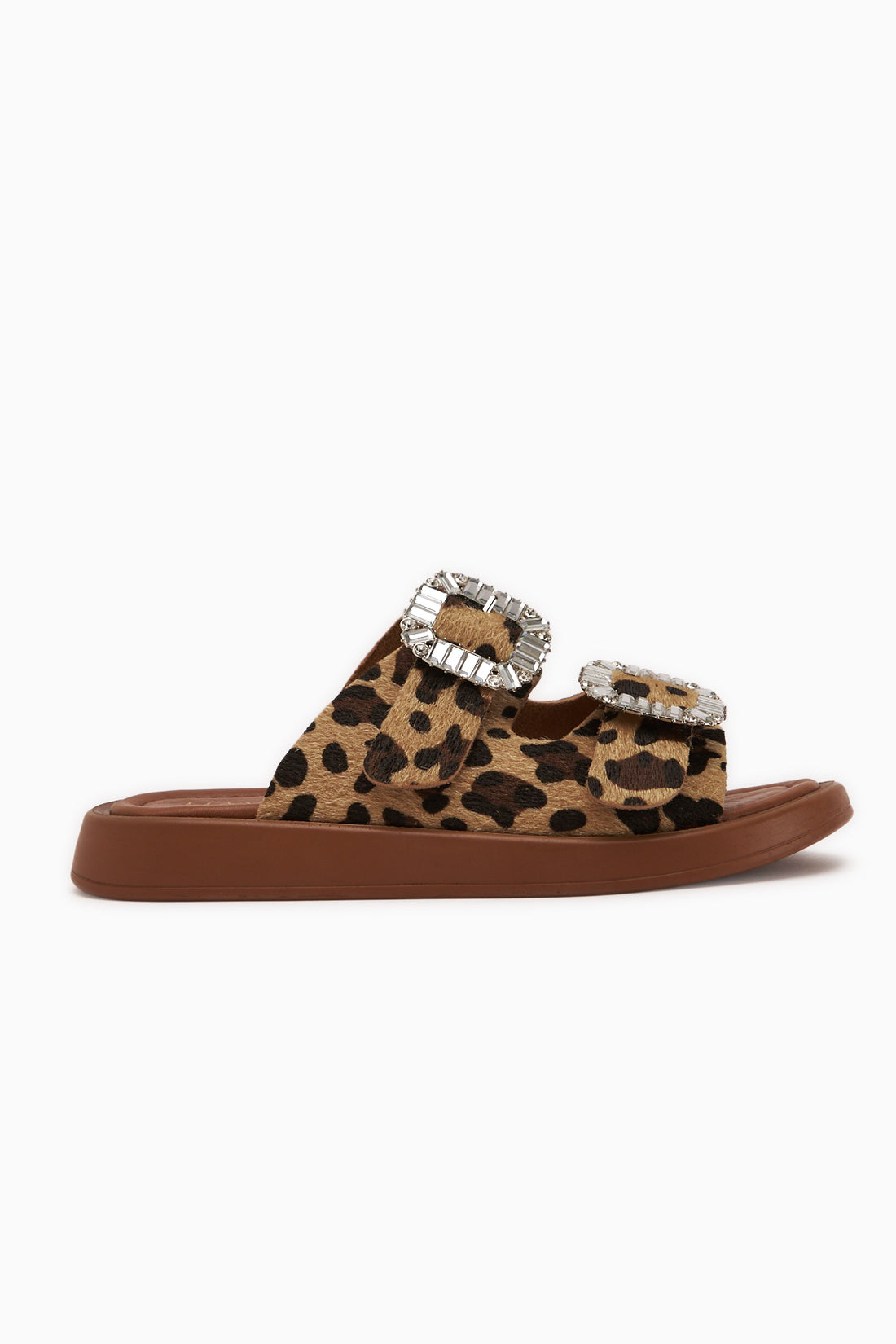 Esila Genuine Leather Leopard Stone Women’s Slippers