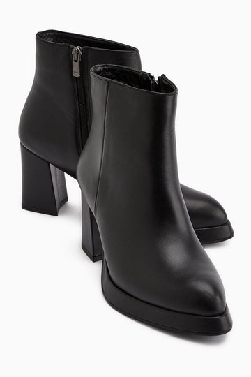 Gaby – Genuine Leather Black Platform-Heel Boot (Women)