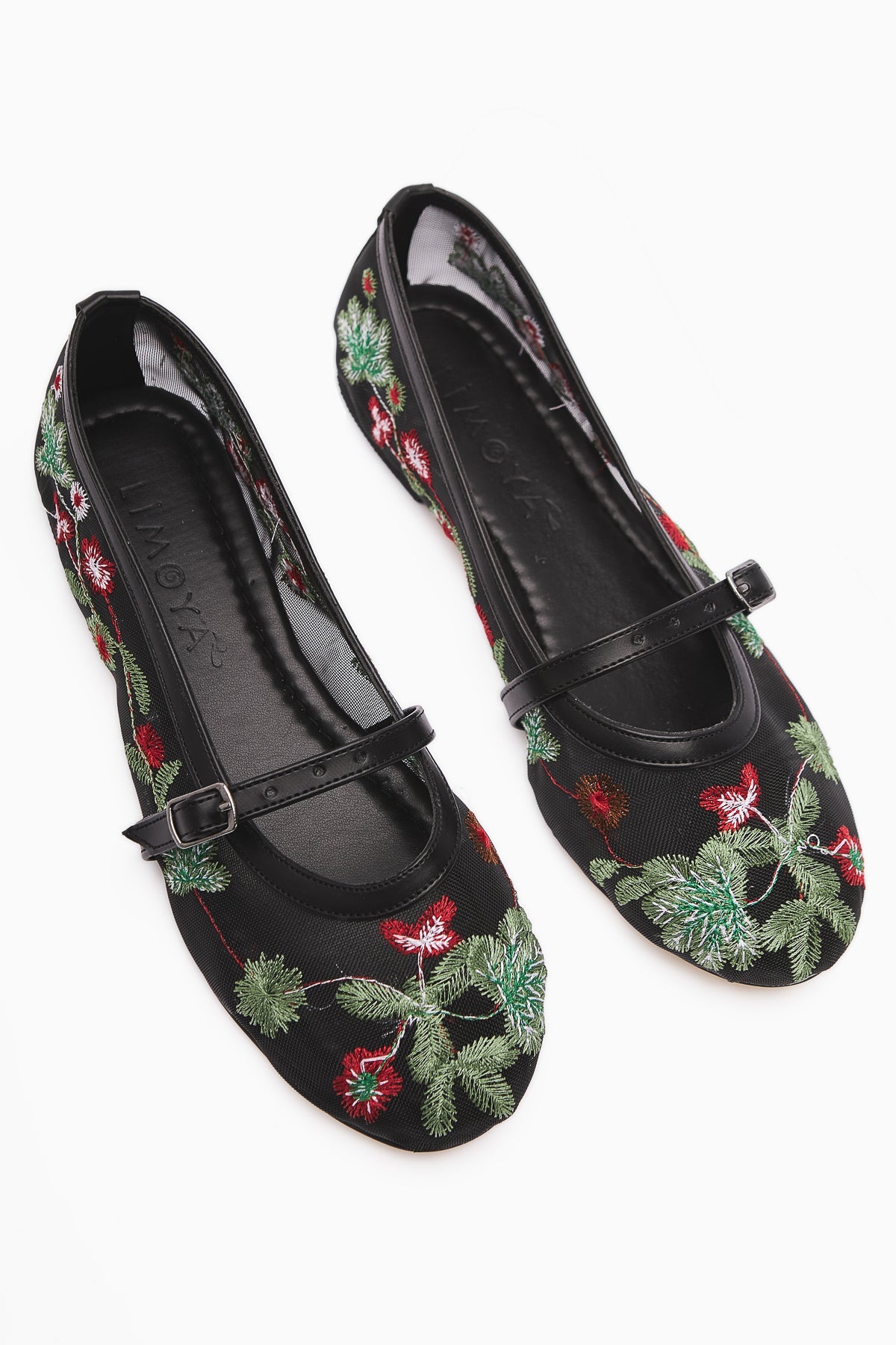 Jolin Mint Green Embroidered Buckle Women's Ballet Flat