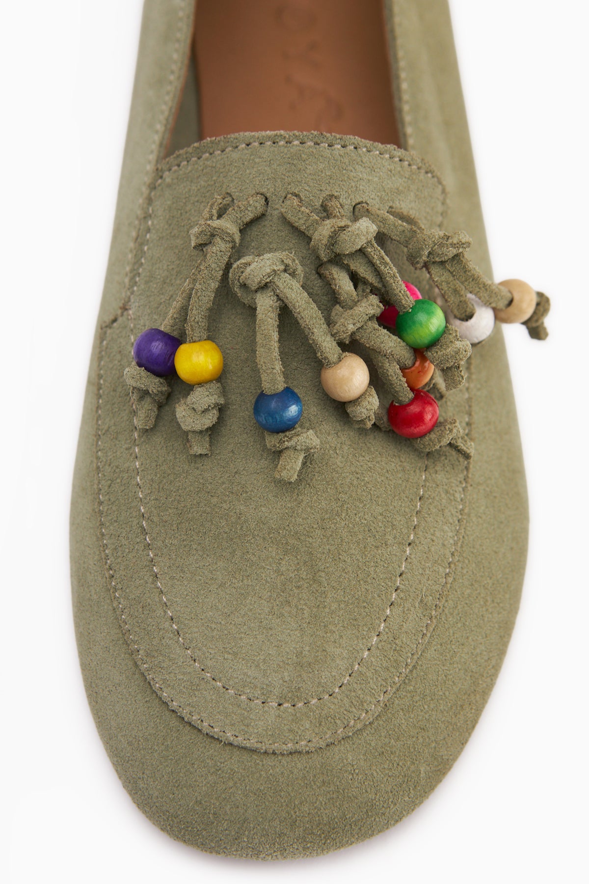 Benita Genuine Leather Khaki Beaded Detailed Women’s Loafer