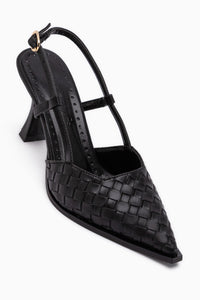 Neila Black Woven Pattern Women’s Heeled Shoes