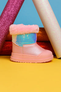 Eleen Pink Sequined Fur-Lined Baby Boots