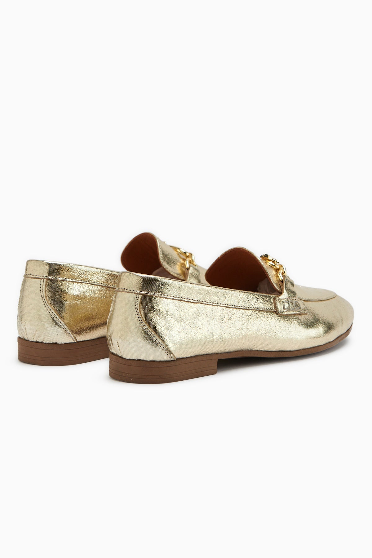 Alessa Genuine Leather Gold Buckle Women’s Loafer Daily Moccasin Shoes