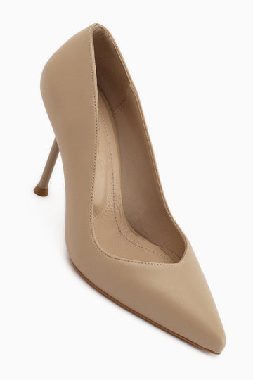 Arya – Genuine Leather Beige Stiletto Heeled Shoe (Women)