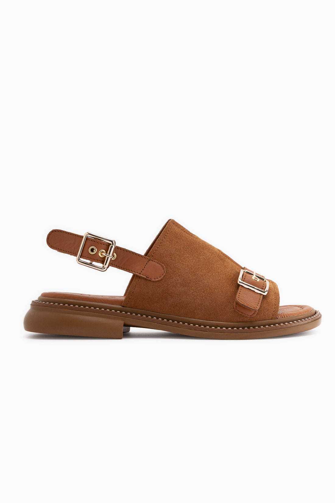 Cilia Genuine Leather Tan Suede Buckle Detailed Women’s Sandal