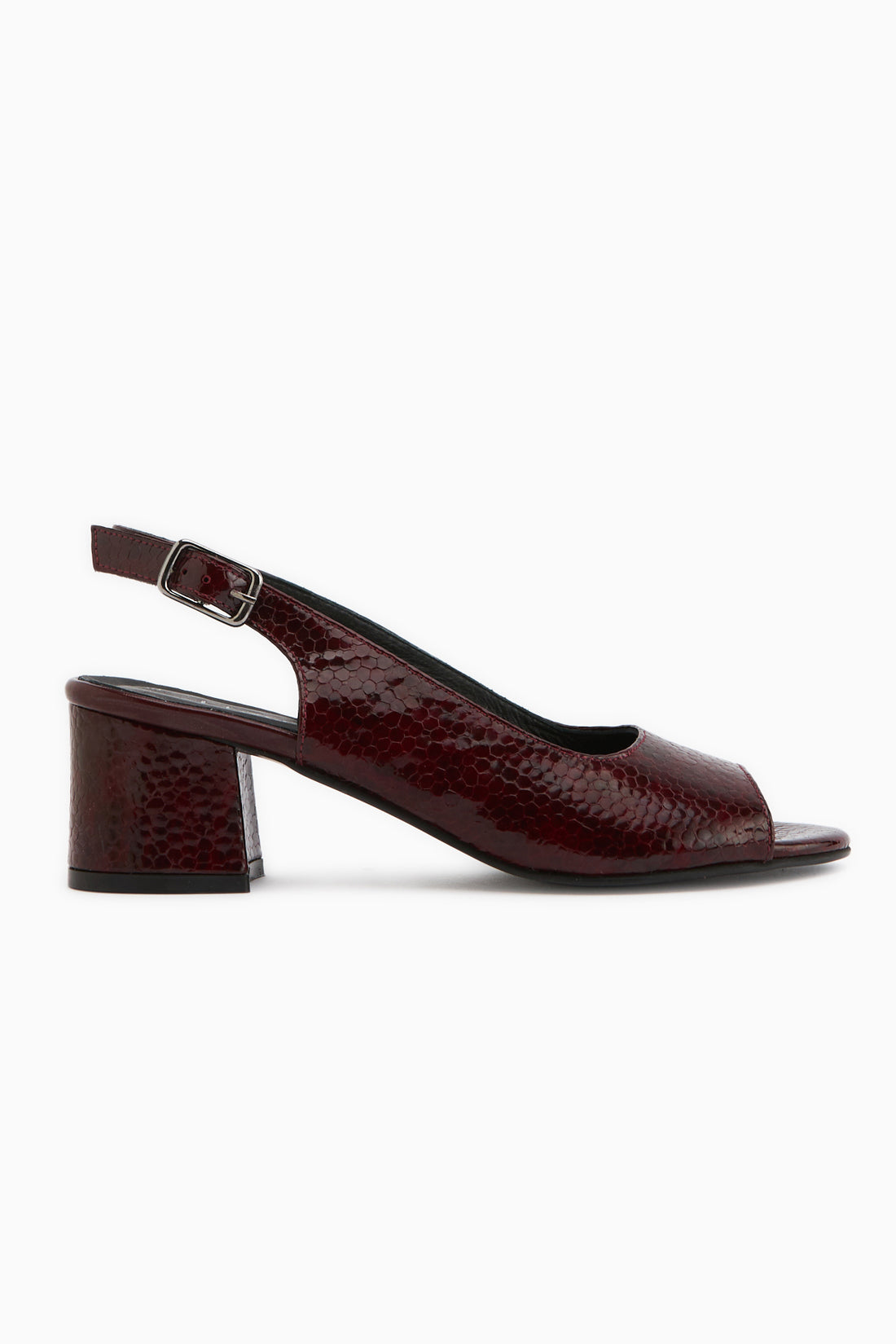 Catia Genuine Leather Burgundy Snake Patterned Women’s Heeled Sandal