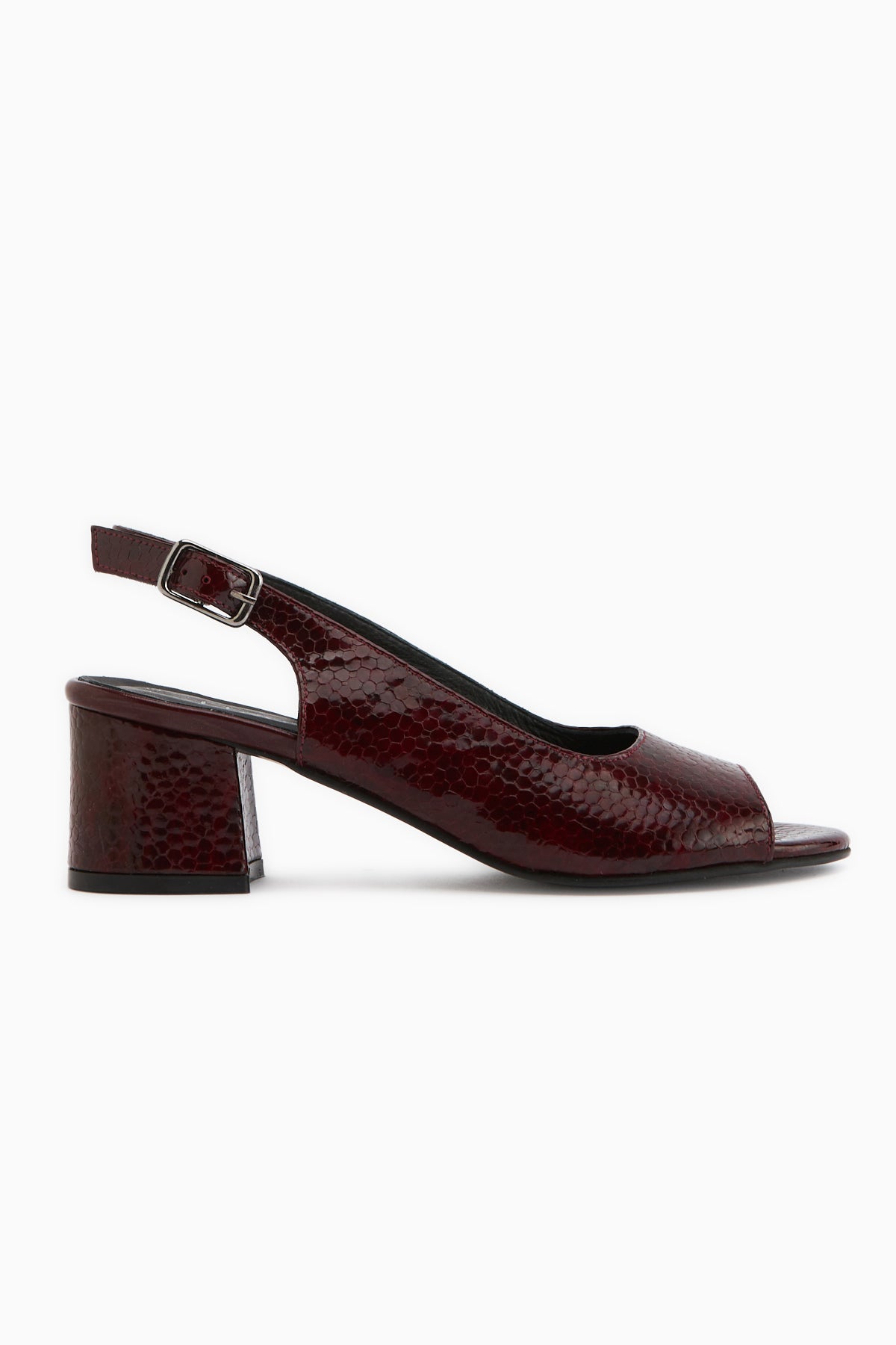 Catia Genuine Leather Burgundy Snake Patterned Women’s Heeled Sandal