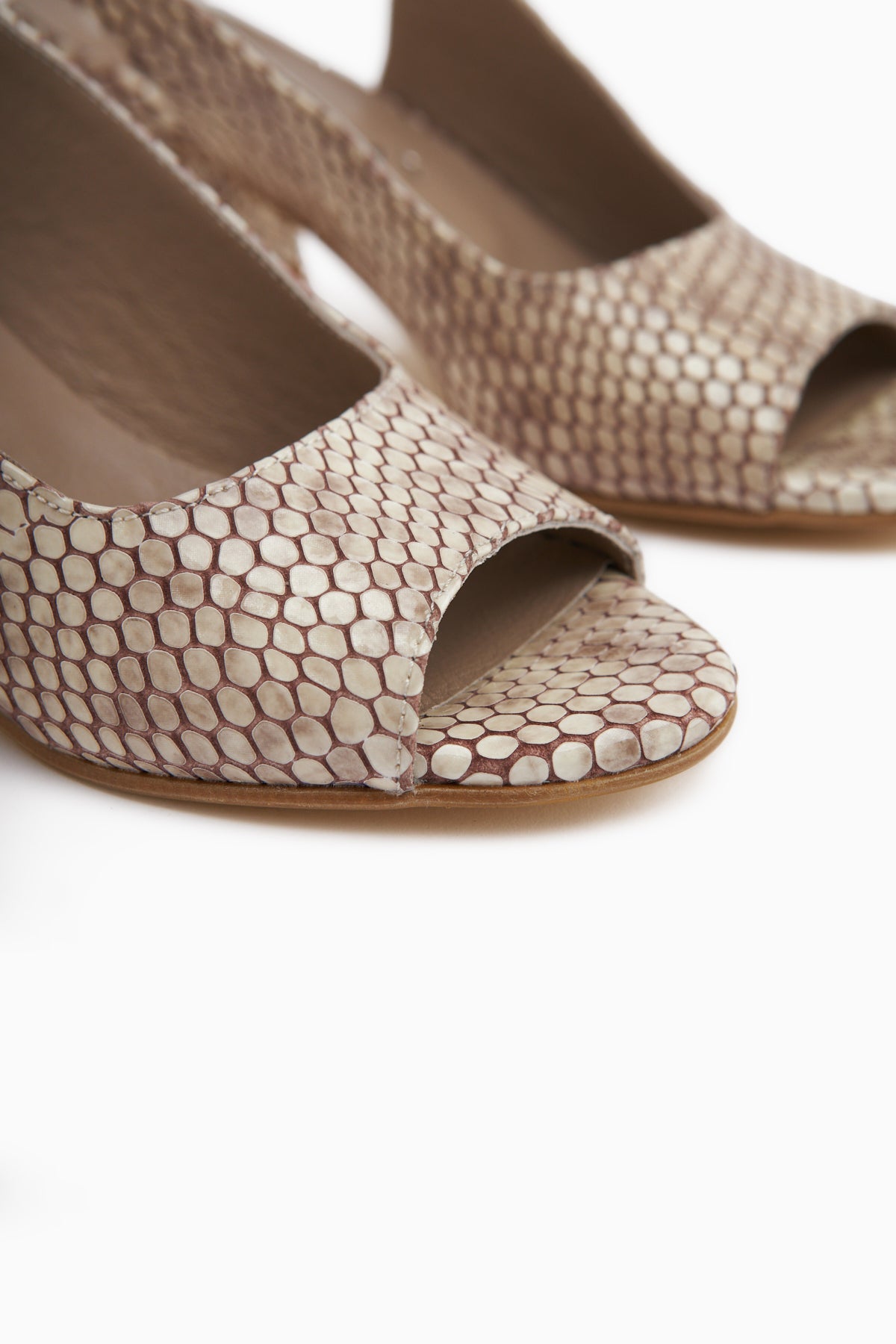 Catia Genuine Leather Beige Snake Patterned Women’s Heeled Sandal