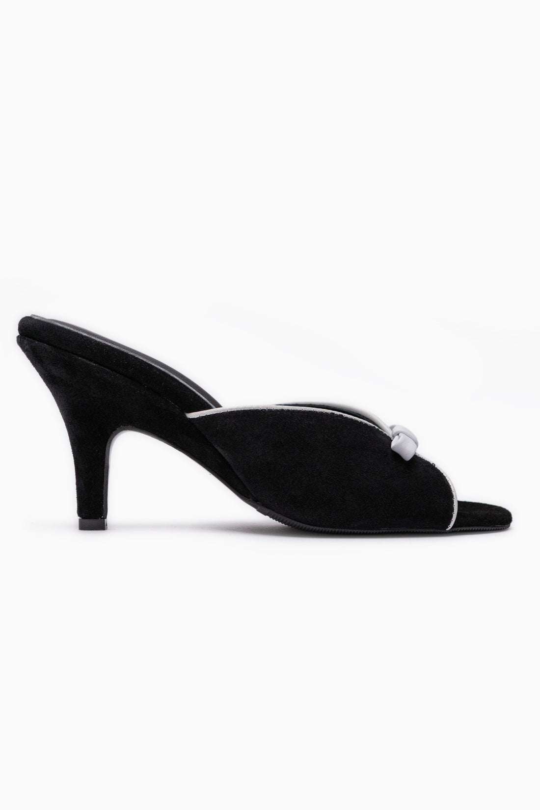 Meri Genuine Leather Black Suede Heeled Women’s Slippers