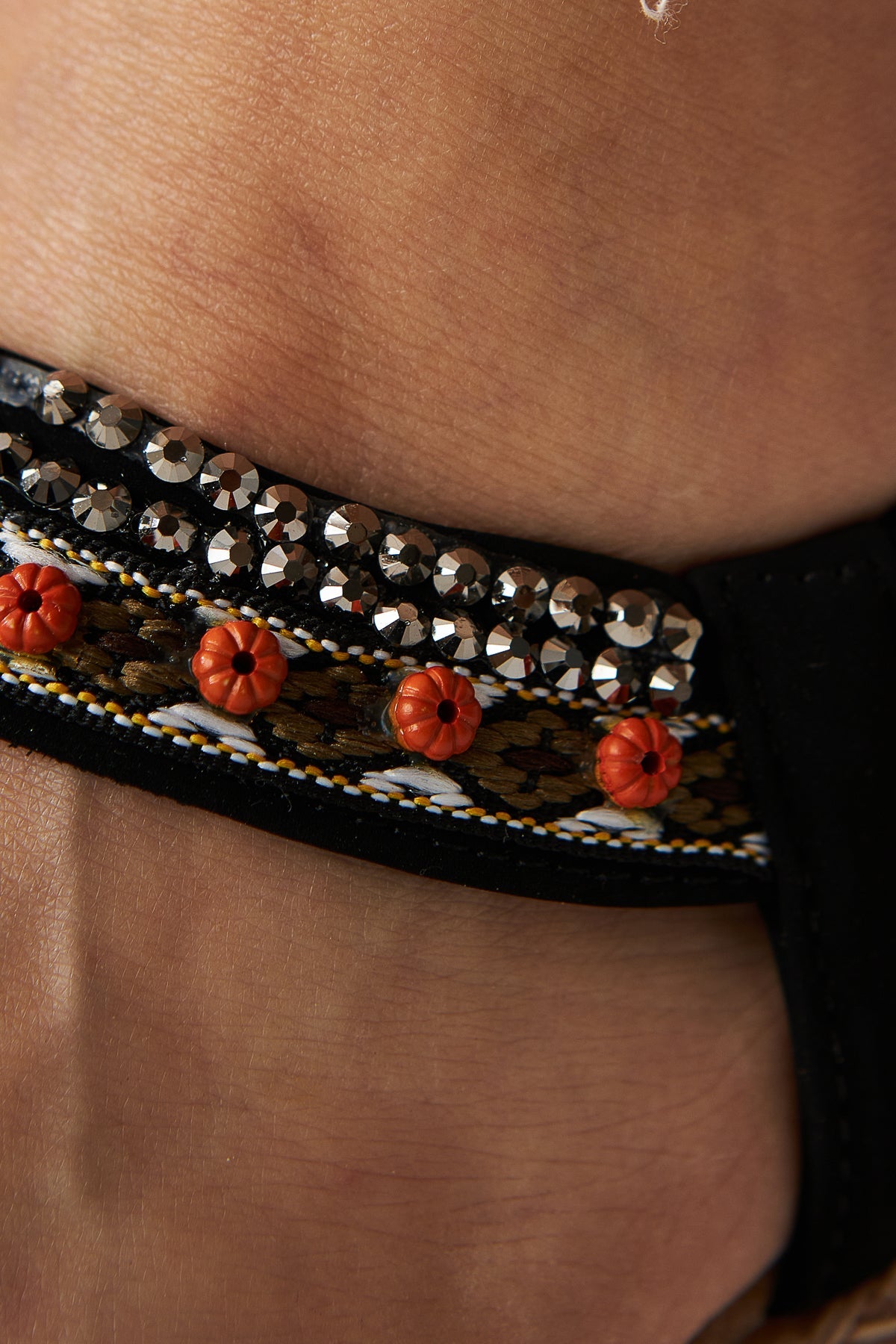 Jona Black Buckled Elastic-Back Wedge Women's Sandal