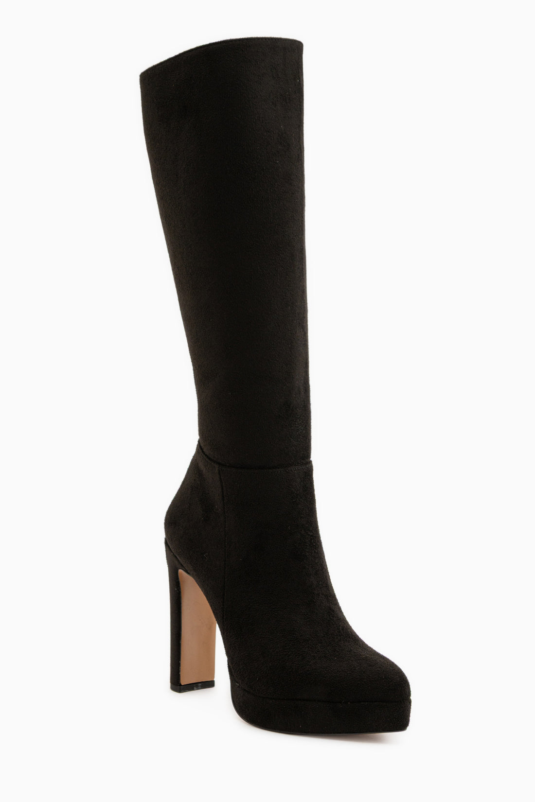 Ariya Black Suede Platform Heeled Zipper Women’s Boots