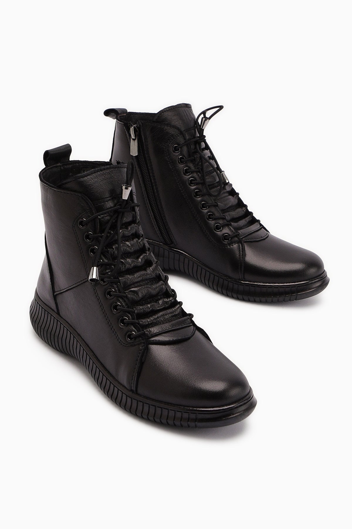 Jina Genuine Leather – Black Lace-Up Boot (Women)