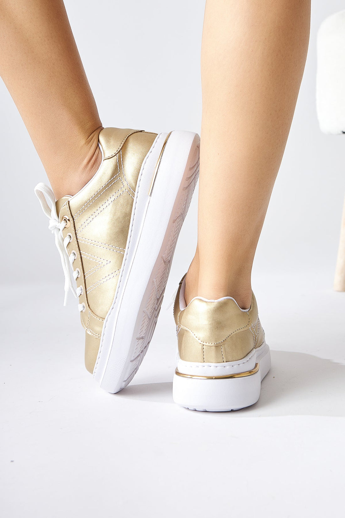 Anastazia Gold Heel Detailed Sneakers