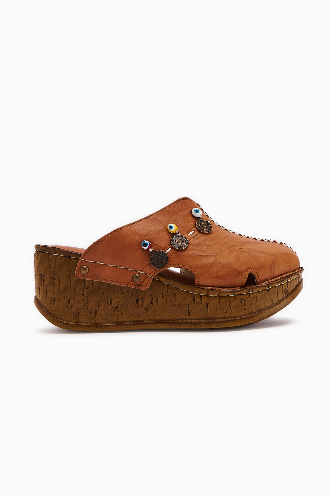 Genuine Leather Annika Tan Antique Detailed Women’s Slippers