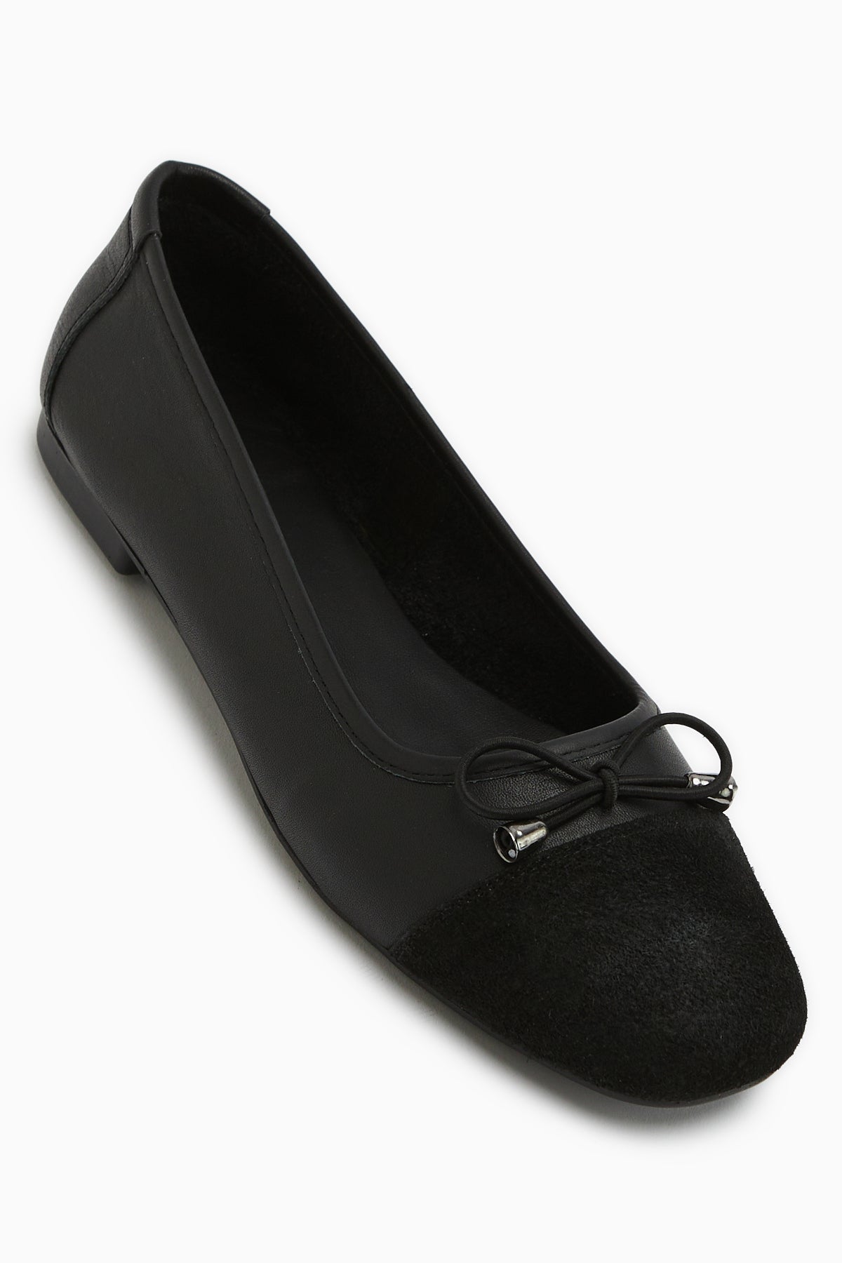 Anjela Genuine Leather Black Bow Detailed Women’s Ballet Flats