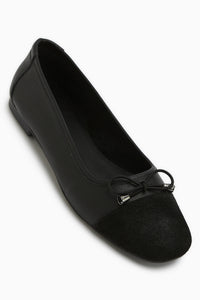 Anjela Genuine Leather Black Bow Detailed Women’s Ballet Flats