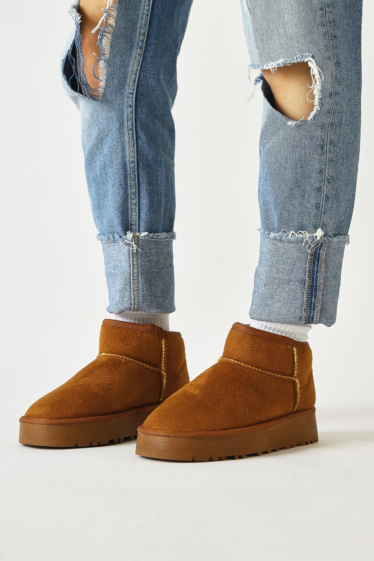 Lilly-Anne – Cognac Suede Vegan-Fur-Lined Short Boot (Women)