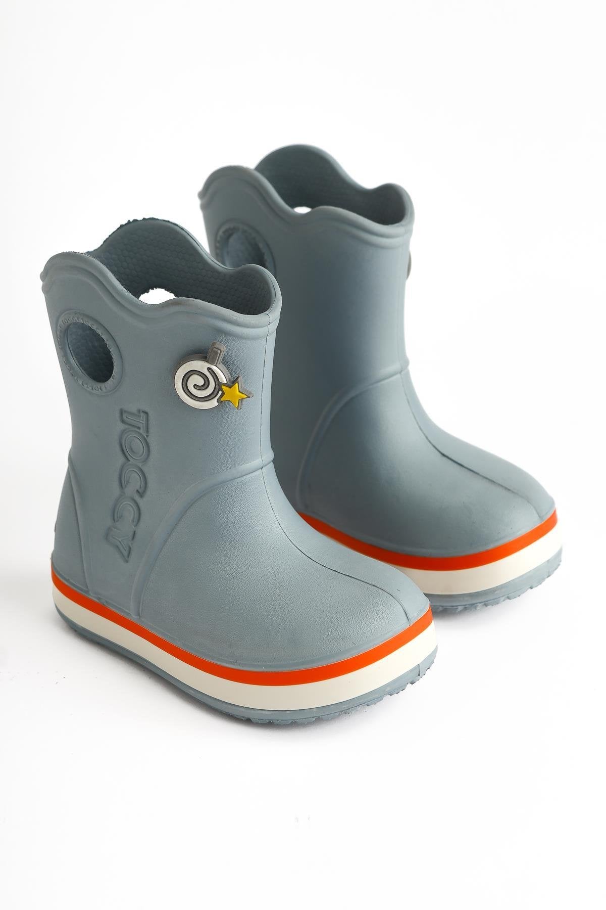 Christa Grey Pin Detail Waterproof Kids Boot