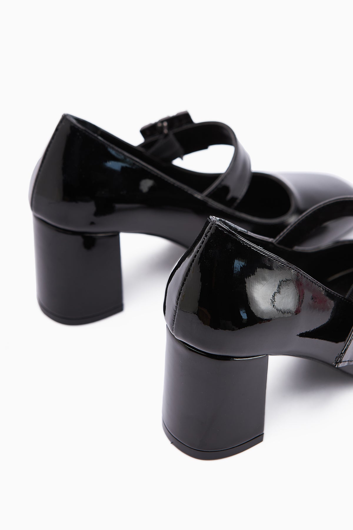 Liss Black Patent Square-Toed Women’s Heeled Shoes