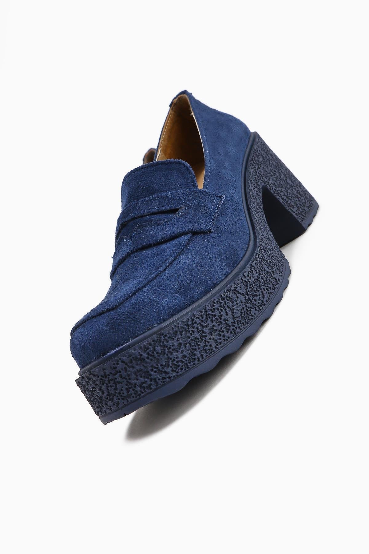 Boi Navy Blue Suede Platform Women's Casual Shoe
