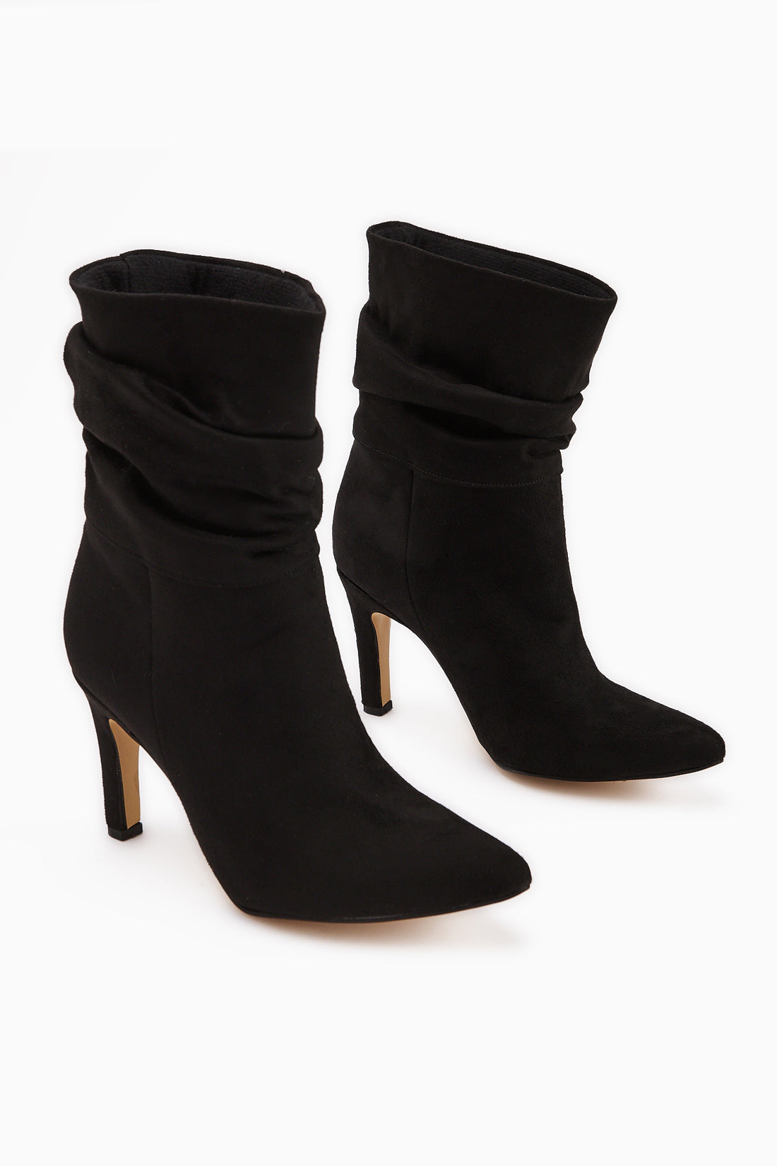 Wilma Black Suede Pleated Heeled Boots
