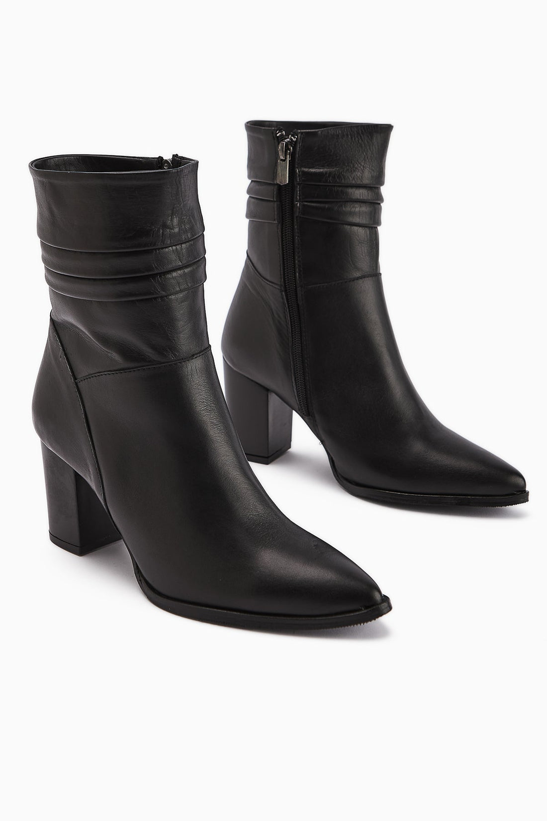Tamina – Genuine Leather Black Pointed-Toe Heeled Boot (Women)